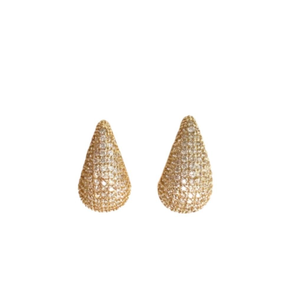 18k Gold Plated 1" Earring with CZ Detail BRAND NEW Drop Earrings